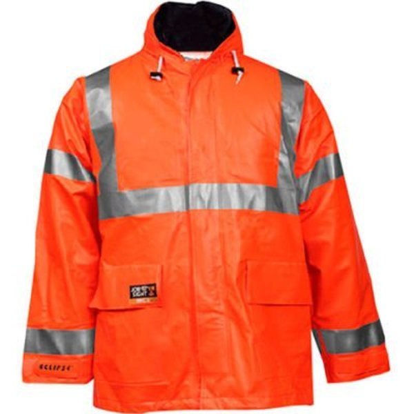 Tingley Rubber Tingley® Eclipse„¢ Hi-Visibility FR Hooded Coat, Zipper, Fluorescent Orange/Red, M C44129.MD